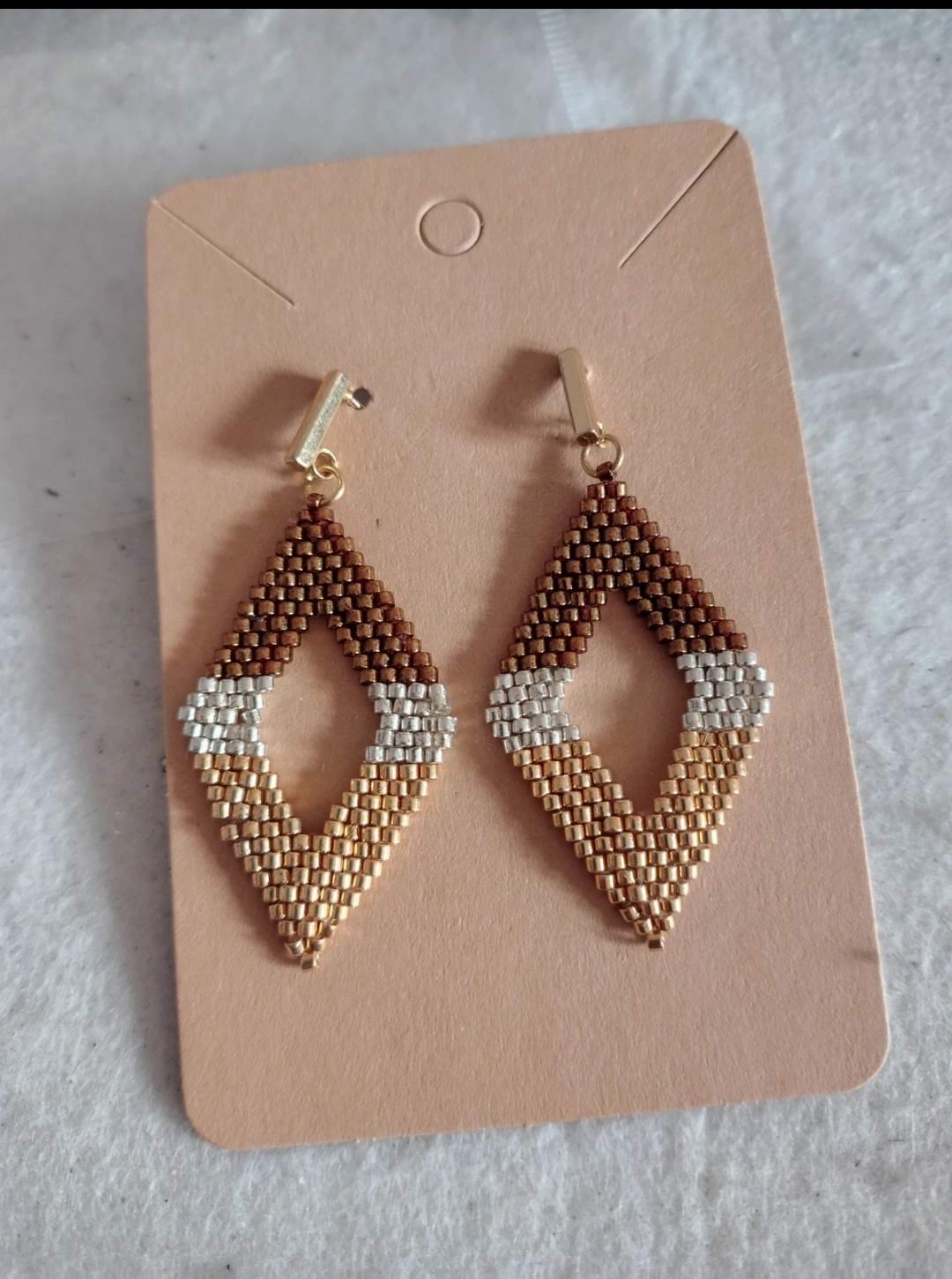 Orecchini rombo Oro Argento e Bronzo