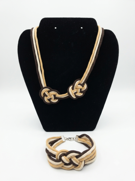 Collana e bracciale nodi tre colori